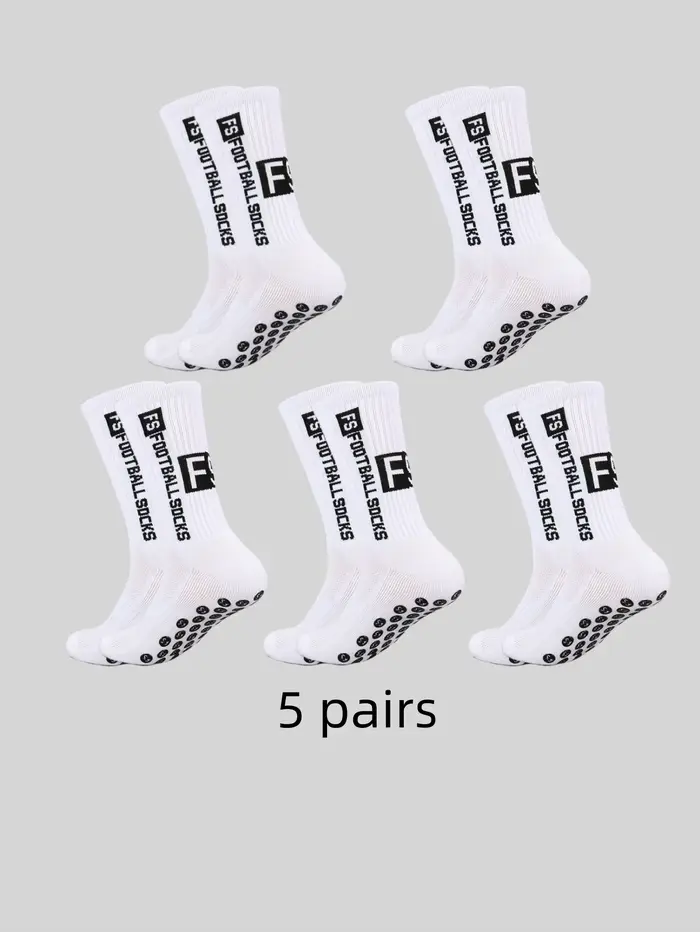 5 paires de chaussettes de sport de football FS antidérapantes, résistantes à la transpiration et au