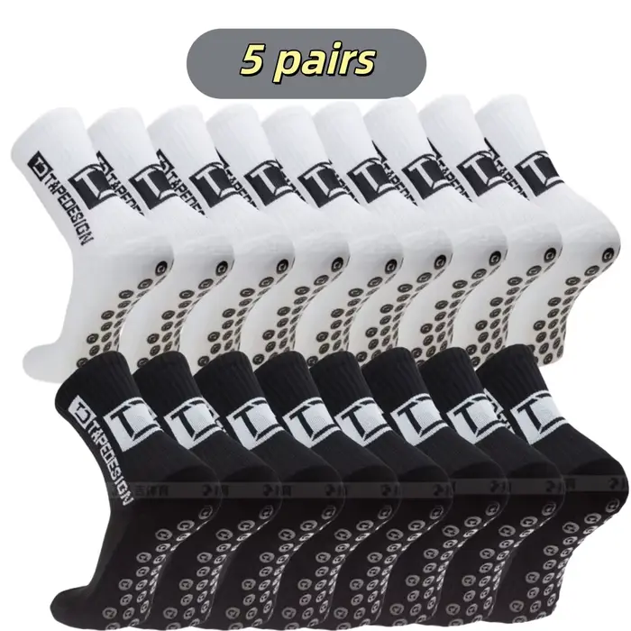 5 paires/lot nouvelles chaussettes de Football mi-mollet antidérapant