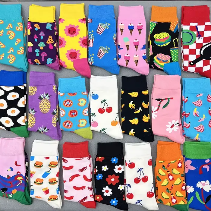 Happy Socks Chaussette unisexe en coton peigné pour femme Cerise Fraise