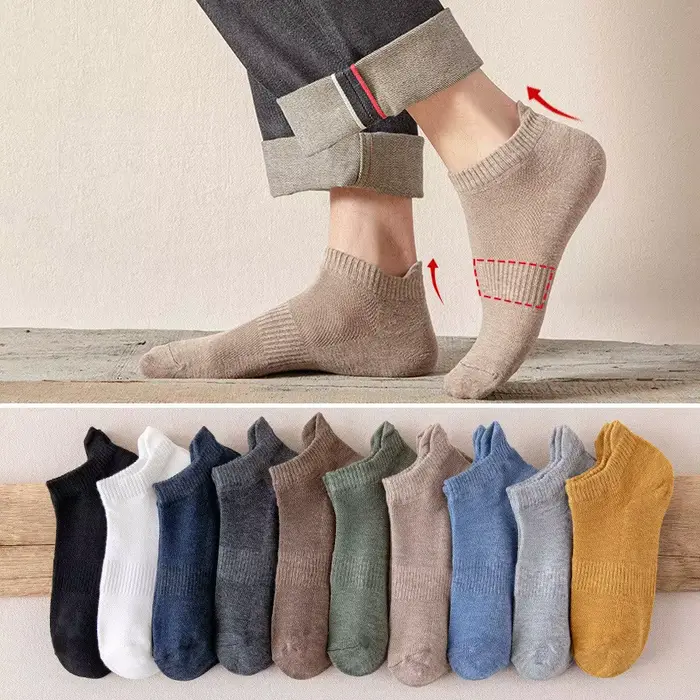Chaussettes courtes respirantes en coton fin pour hommes