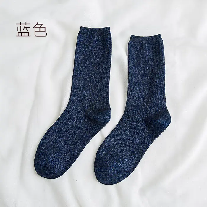 Chaussettes rayées à paillettes brillantes pour femmes, chaussettes chaudes d'hiver Kawaii mignonnes