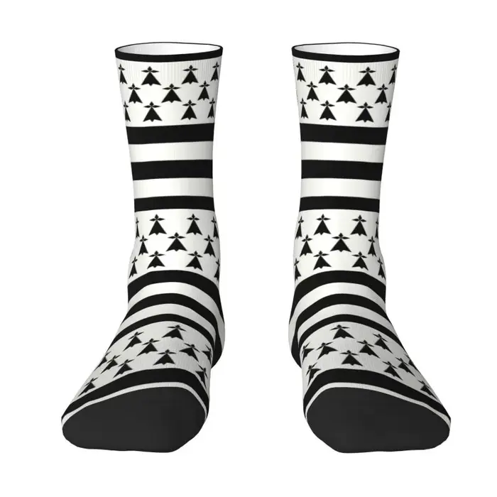 Drapeau de Bretagne hommes femmes équipage chaussettes unisexe amusant France région signe identité 