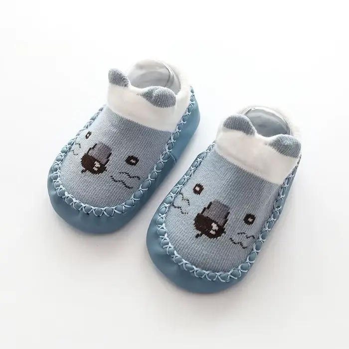 1 paire de chaussettes mignonnes pour bébé, avec semelles en caoutchouc, chaussettes de sol pour enf