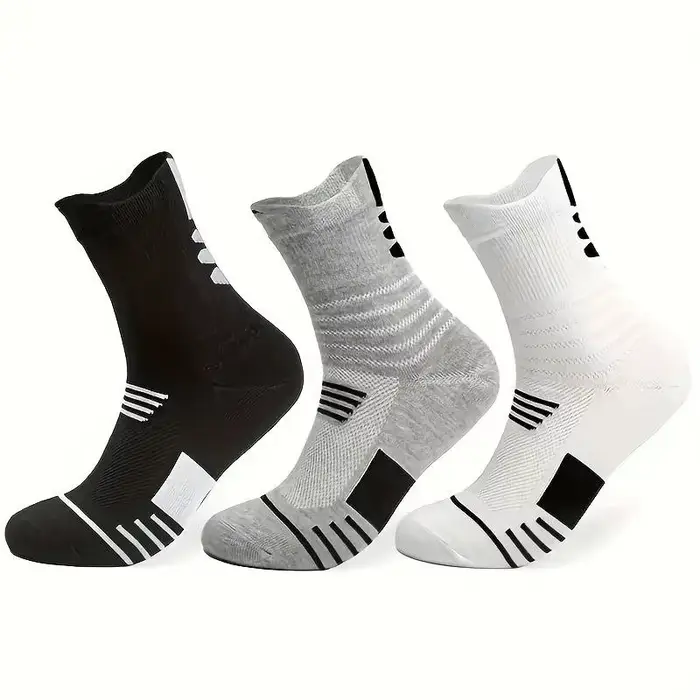 3 paires de chaussettes athlétiques à coupe confortable pour hommes, pour les sports de plein air
