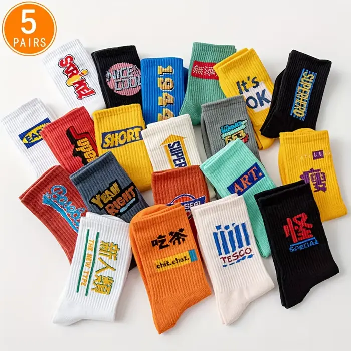 5/10/20 paires aléatoire personnalisé Graffiti Style femmes mi chaussettes à la mode haute rue Super