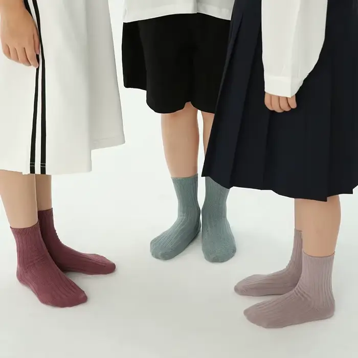 1485 chaussettes pour enfants 5 paires/lot couleur unie