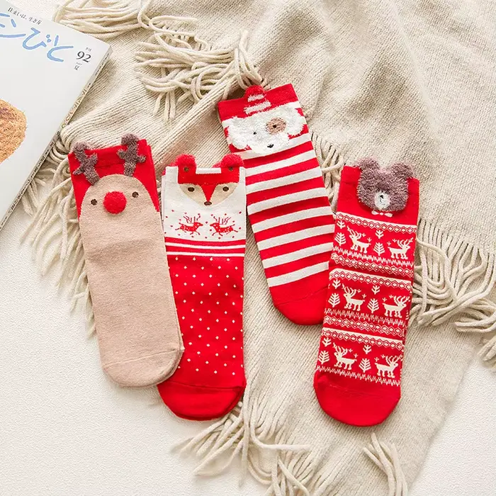 Chaussettes de dessin animé de Noël pour femmes, pack de chaussettes chaudes d'hiver, décorations de
