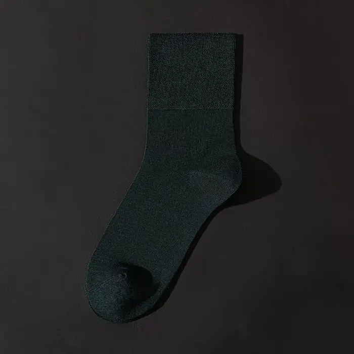 Chaussettes habillées en soie véritable pour hommes, non-élastiques, respirantes, douces, vert foncé