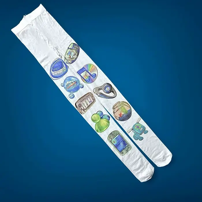 Collants insectes imprimés de dessins animés pour femmes, bas mignons, Design à la mode, collants bl