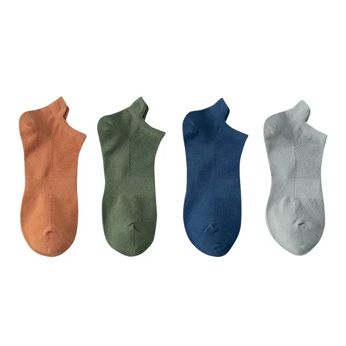 4 paires homme coton chaussettes courtes mode respirant maille hommes confortable décontracté chevil