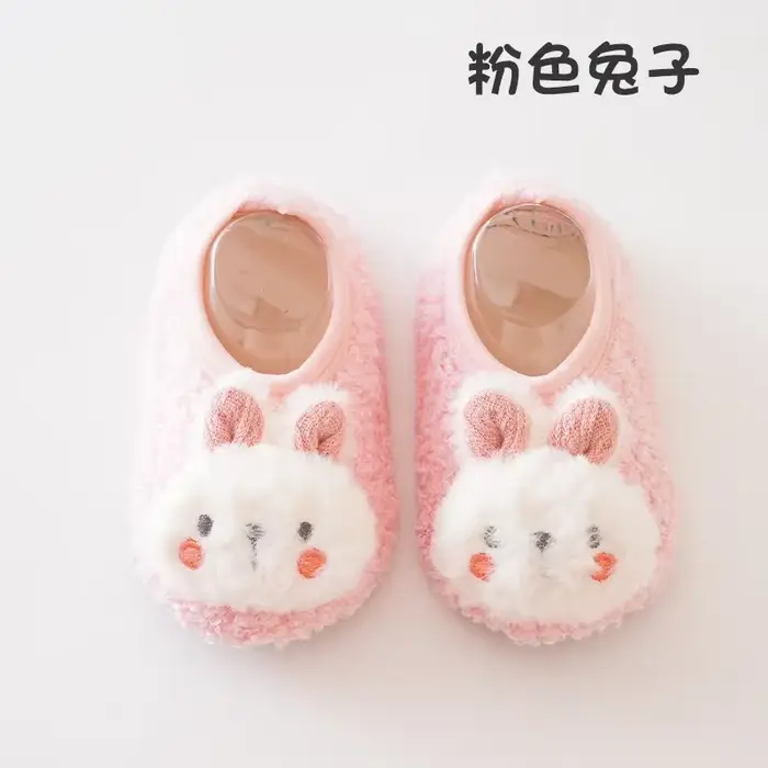 Chaussons de sol en peluche pour bébé, chaussons à semelle souple, chaussures chaudes pour tout-peti
