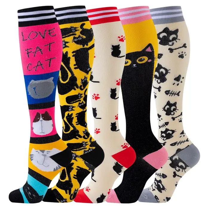 5 paires de chaussettes de Compression pour chat, chaussettes de Compression pour infirmière, bas de