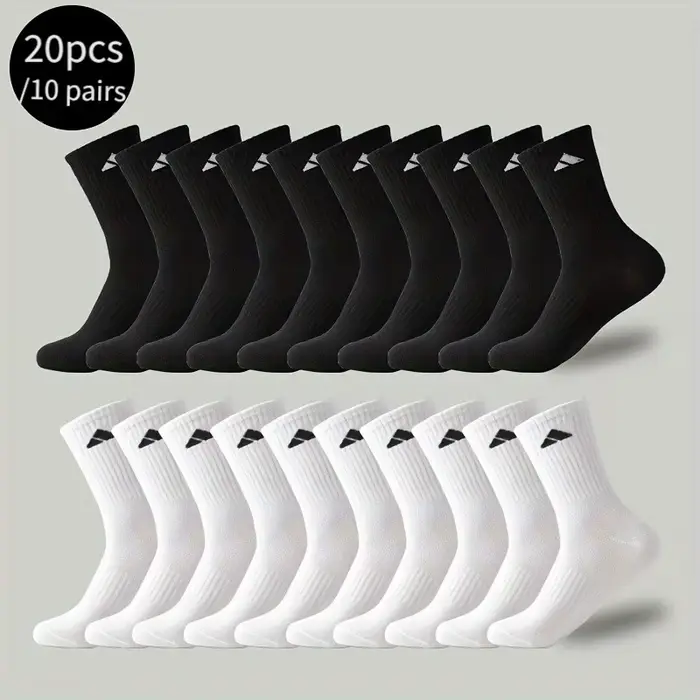 Chaussettes athlétiques pour hommes, 20 pièces/10 paires, chaussettes de Sport respirantes noires et