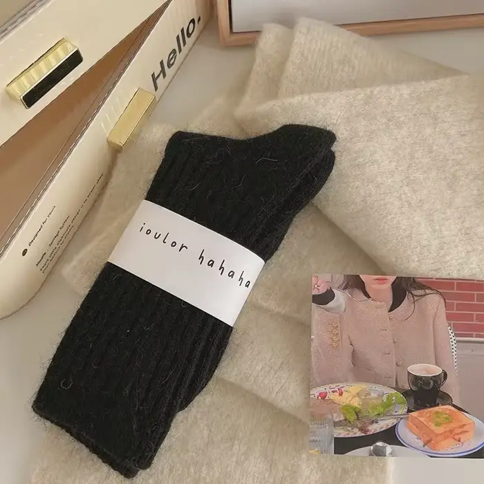 Chaussettes en velours chaud d'hiver en cachemire pour femmes, chaussettes thermiques épaisses à ray