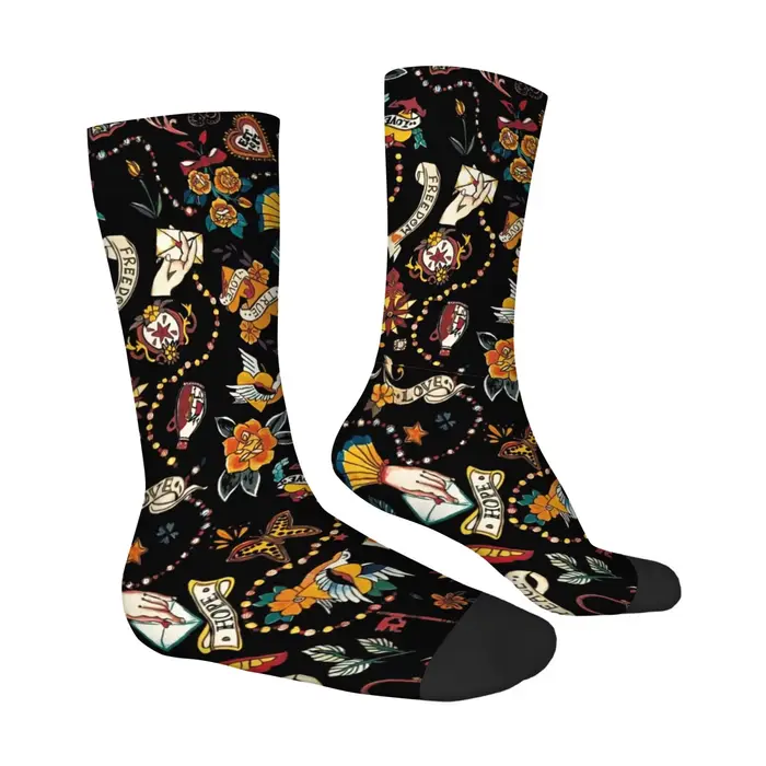 Chaussettes pour hommes imprimées à l'inspiration des tatouages rétro américains