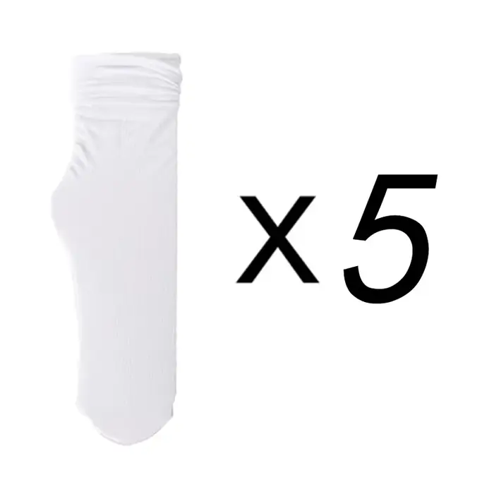    5 paires de chaussettes fines en soie glacée pour femmes, respirantes, mi-mollet, été, noir et b