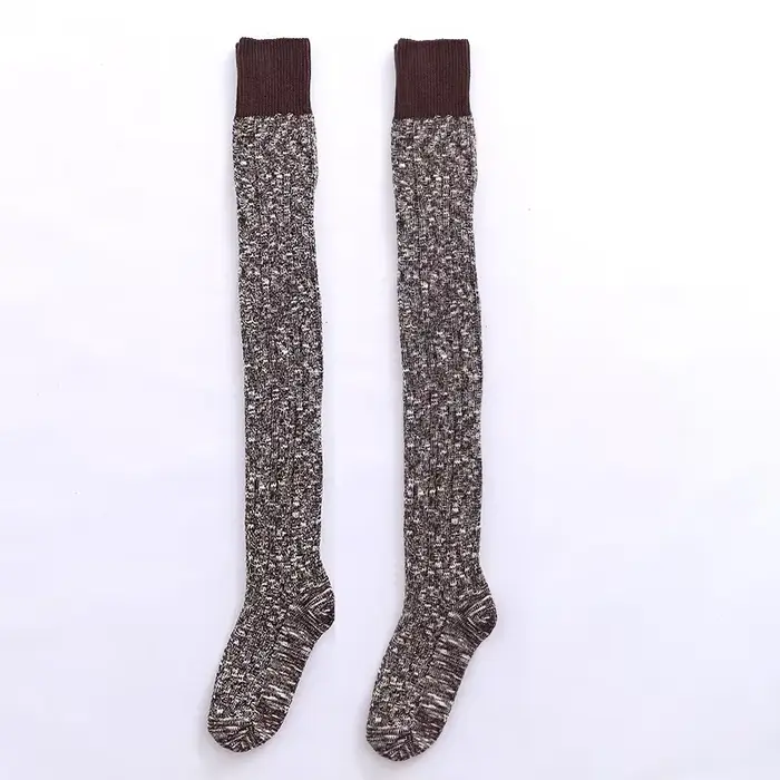 Bas chauds d'hiver pour femmes et filles, chaussettes noires longues cuisses hautes au-dessus du gen