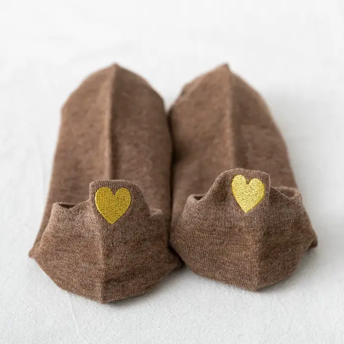 Chaussettes bateau brodées Fashion Love, chaussettes courtes à bouche peu profonde, chaussettes en c