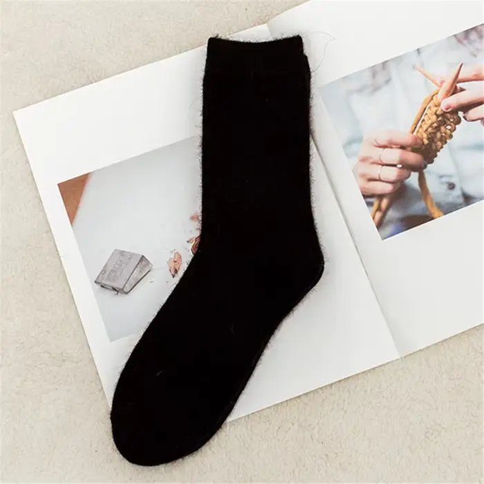 Chaussettes épaisses en laine de lapin angora pour femmes, chaussettes en coton, chaussettes d'hiver