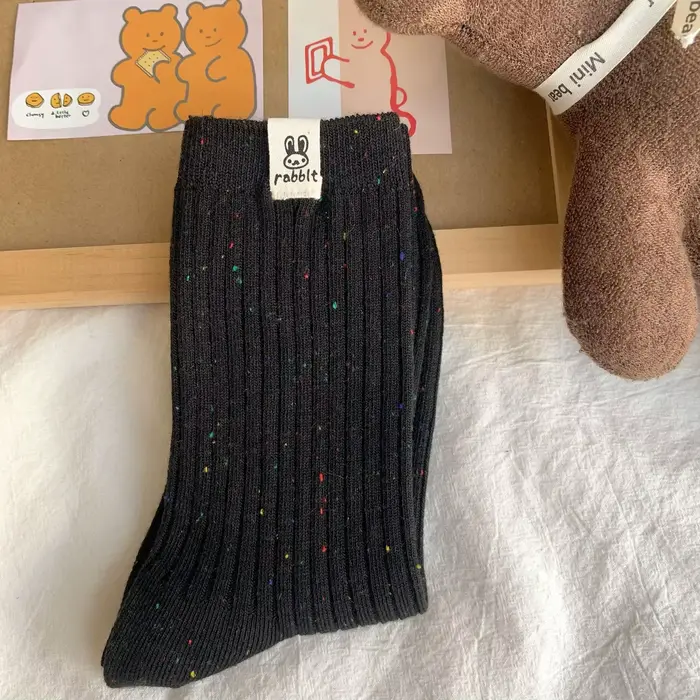Chaussettes coréennes respirantes en coton pour femmes, bas doux et chauds, points décontractés, con