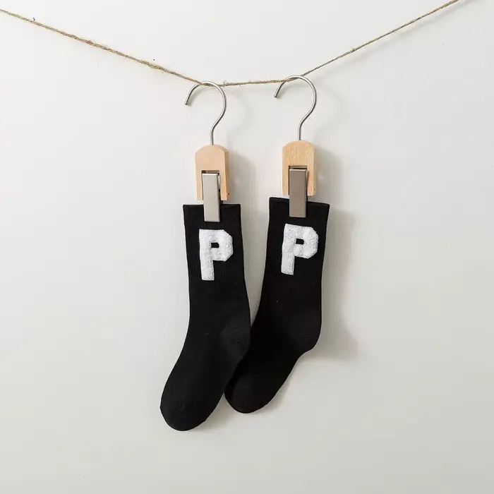 Chaussettes de sport Harajuku en coton pour femmes, avec lettres brodées P, Style collège, confortab