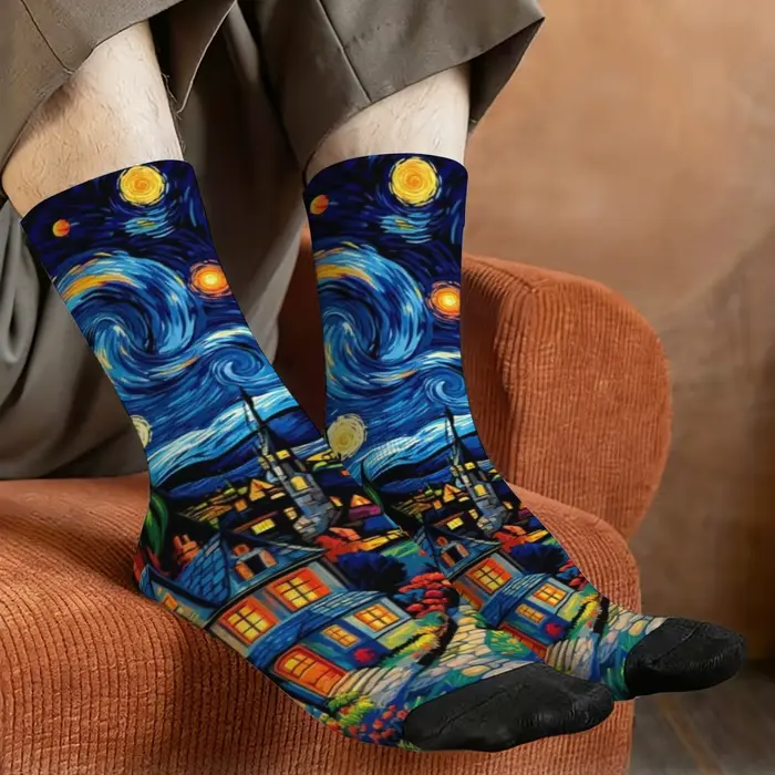 Chaussettes imprimées inspirées de Van Gogh