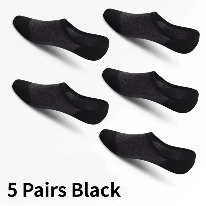 5/10 paires de chaussettes invisibles pour hommes, chaussettes courtes en coton respirant, absorbant