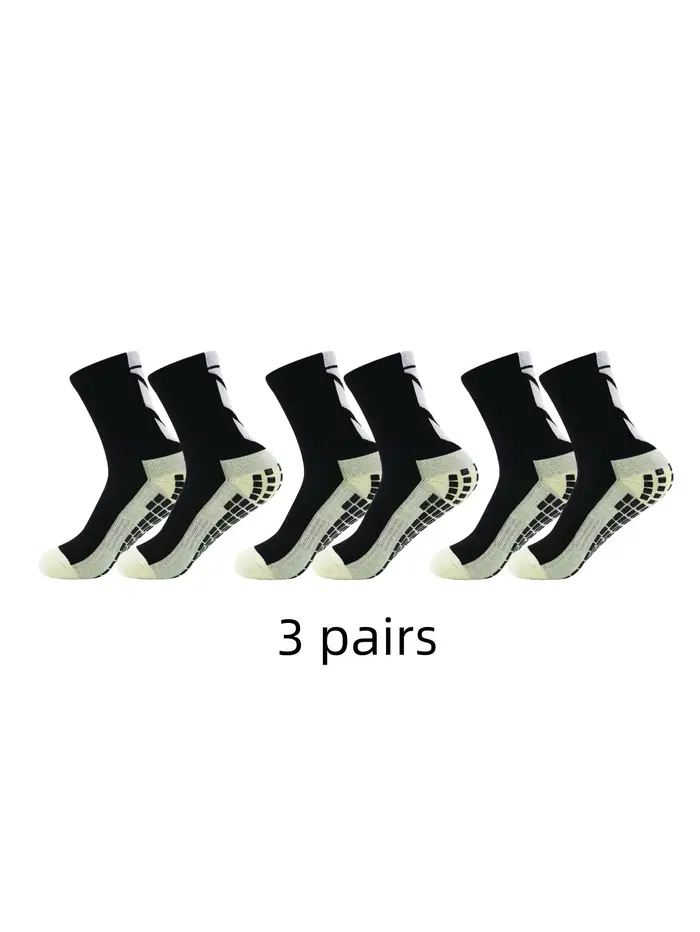 3 paires de chaussettes de sport antidérapantes collées, chaussettes de football à flèche solide, ch