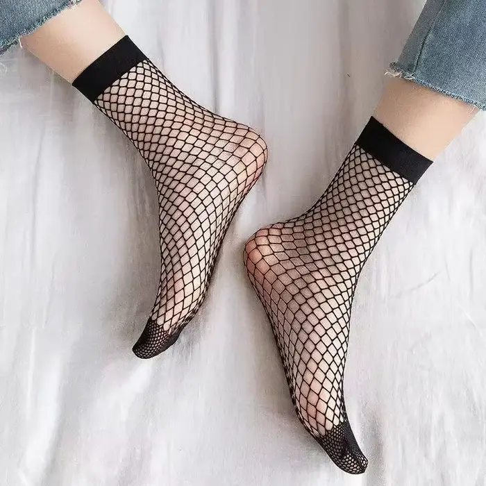 Chaussettes mollet en filet de pêche, mode de rue, Style JK, bas en maille ajourés, Leggings serrés 