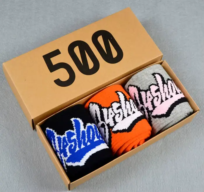 Chaussettes pour hommes 3 paires/boîte lettres colorées personnalité de rue sauvage drôle Hip Hop Co