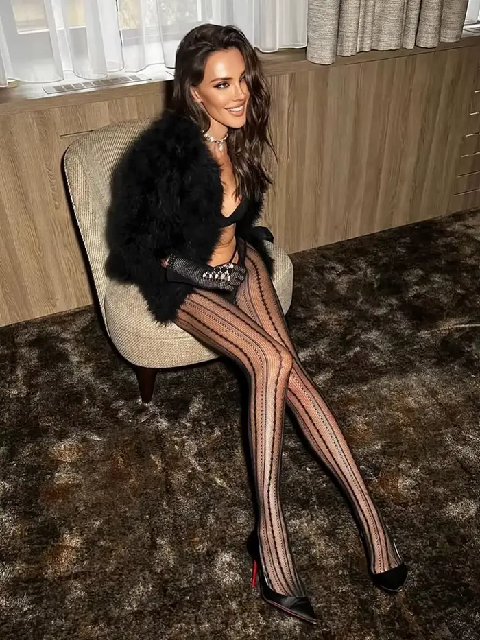 Collants résille à motifs en dentelle rayée pour femmes 2025 été