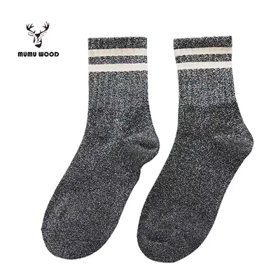 Chaussettes à rayures brillantes pour femmes, Streetwear, tendance, Rock Roll, couleur vive, mignon,