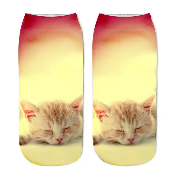 Chaussettes courtes en coton imprimé 3D pour femmes, belles chaussettes de rinçage par sublimation, 