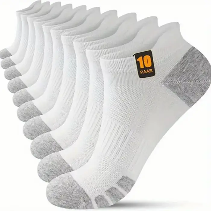 10/30 paires de chaussettes de sport à coupe basse pour hommes et femmes, renforcées, résistantes à 