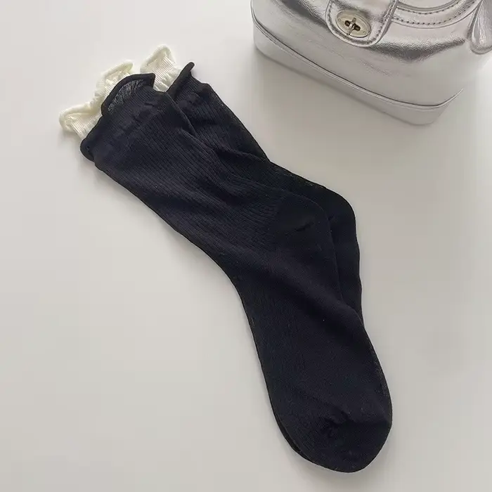 Chaussettes mi-mollet côtelées doubles assorties pour femmes et chaussettes assorties couleur bonbon