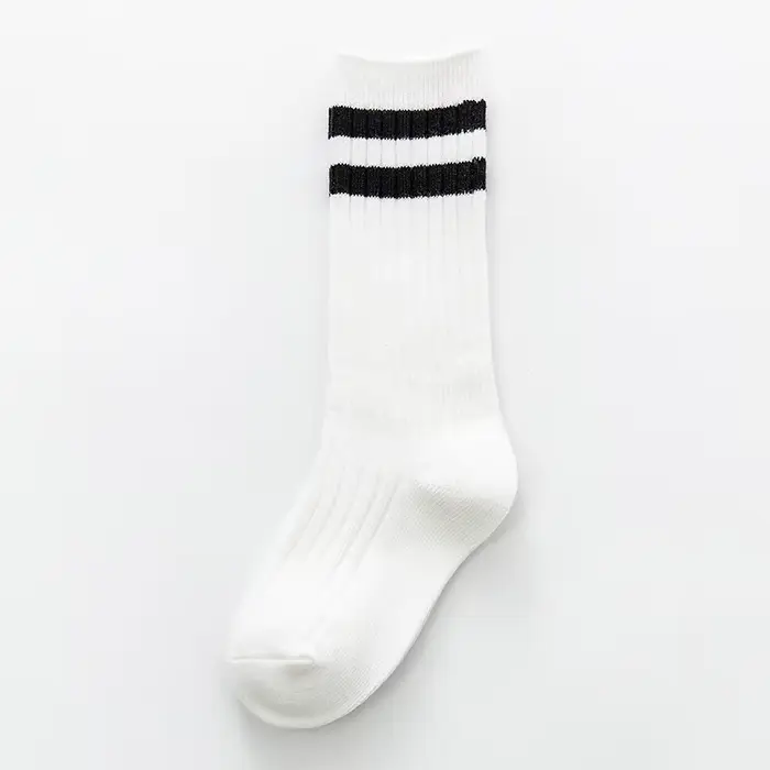 1 paire de chaussettes pour enfants, garçons et filles, hautes, longues et douces, en coton, à rayur