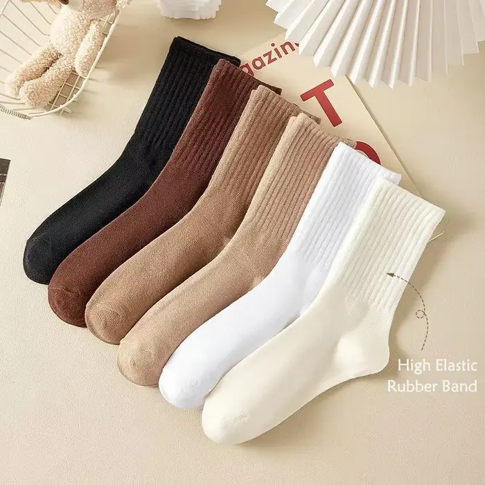 Femmes hommes chaussettes élastiques couleur unie mode classique rayé JK