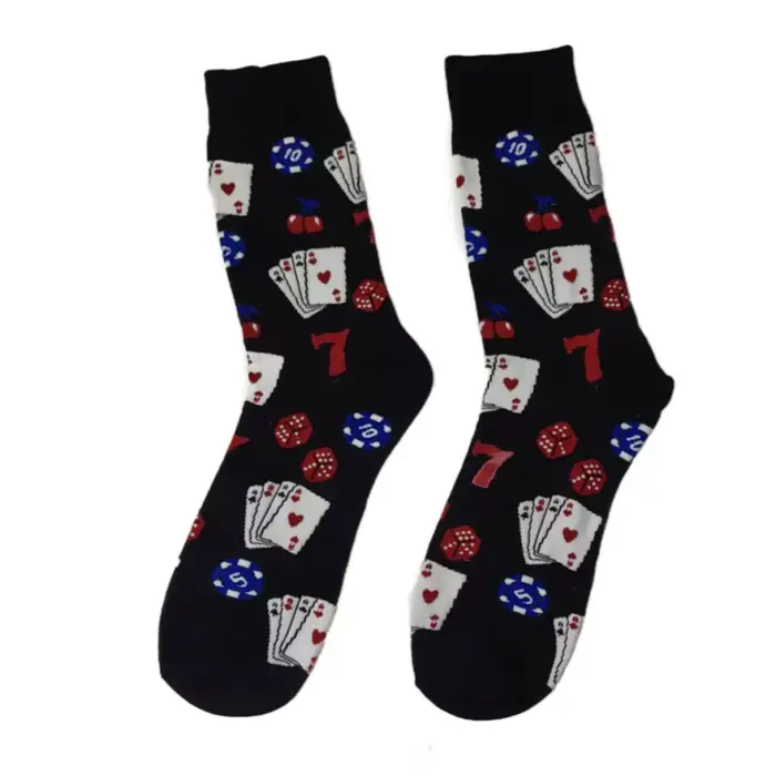 MYORED une paire de nouvelles chaussettes en coton motif de dés de poker tendance de la mode chausse