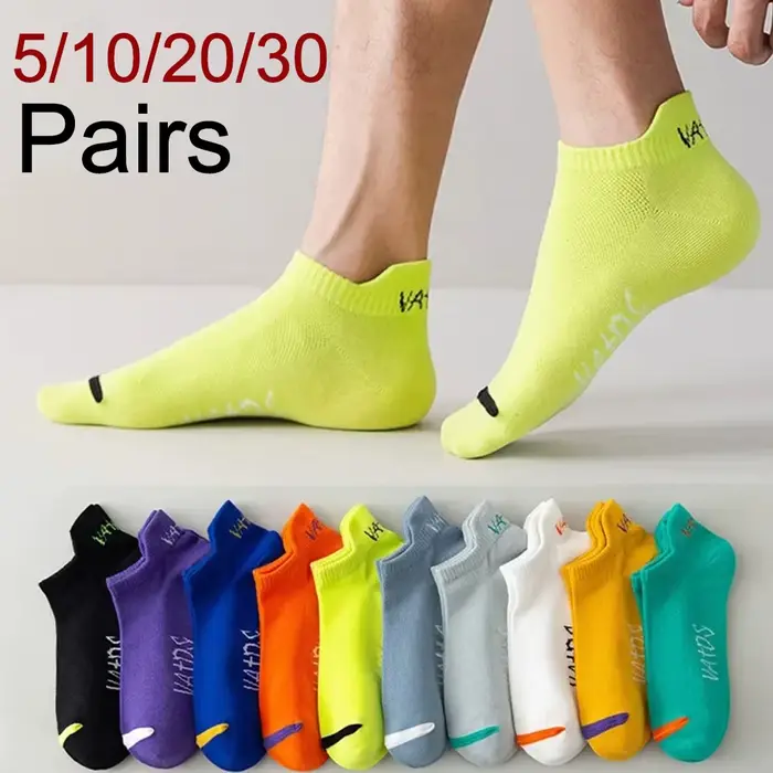 5/10/20/30 paires hommes cheville chaussettes à la mode lettre sport Style anti-odeur absorbant la sueur respirant