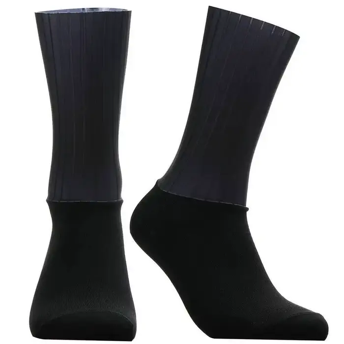 1 paire de chaussettes aérodynamiques pour vélo, chaussettes de cyclisme antidérapantes sans couture