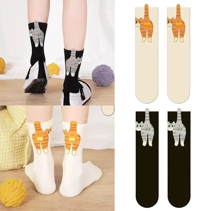 Chaussettes uniques avec boules de chat 3d