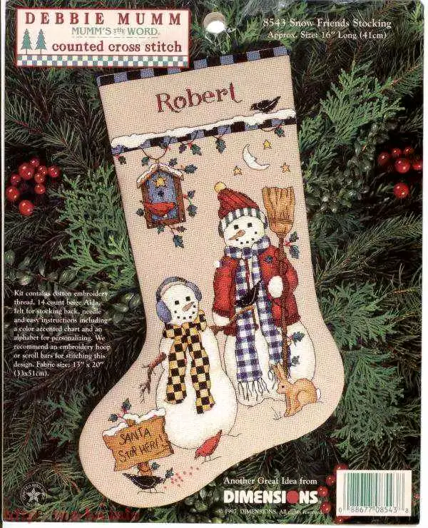 Ensembles de chaussettes de Noël bonhomme de neige, kits de point de croix bricolage, ensembles de c