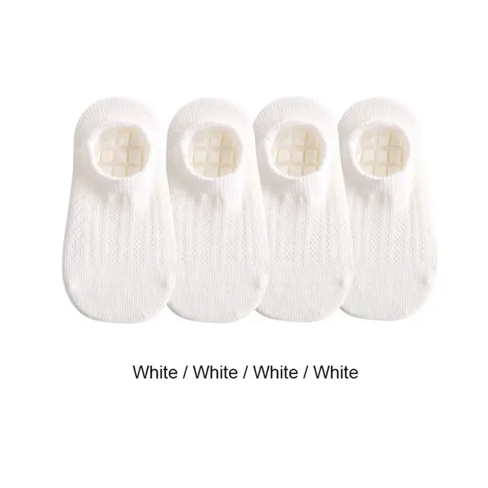 4 paires de chaussettes de sol antidérapantes en coton pour bébés garçons et filles, été pour enfant