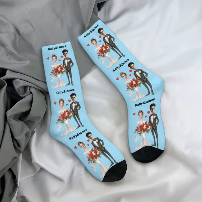 Chaussettes personnalisées chaussettes de Couple chaussettes de mariage chaussettes de visage photo 