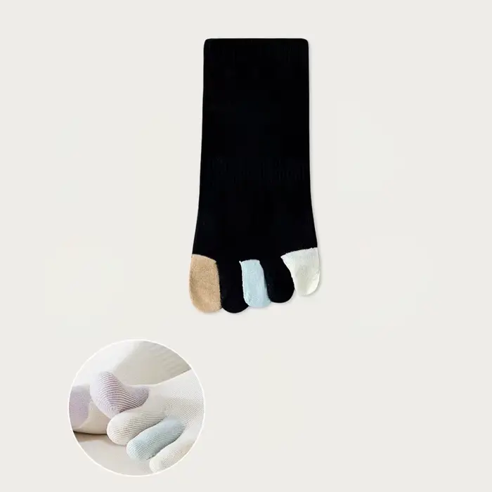 Chaussettes à cinq doigts pour femmes, Style fin, couleur bonbon, absorbant la sueur, mignonnes à la
