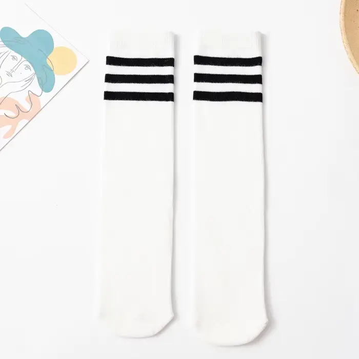 Chaussettes de football en coton pour enfants, chaussettes athlétiques, rayures tubulaires, robe pou
