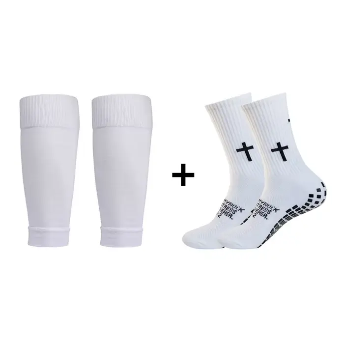Ensemble de 2 paires de chaussettes de Football antidérapantes et genouillères, manches mollet, chau
