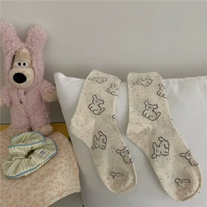 Women's Socks Spring Summer Cloud Dog Cute Middle Tube Socks Versatile Trendy Socks Comfortable Soft