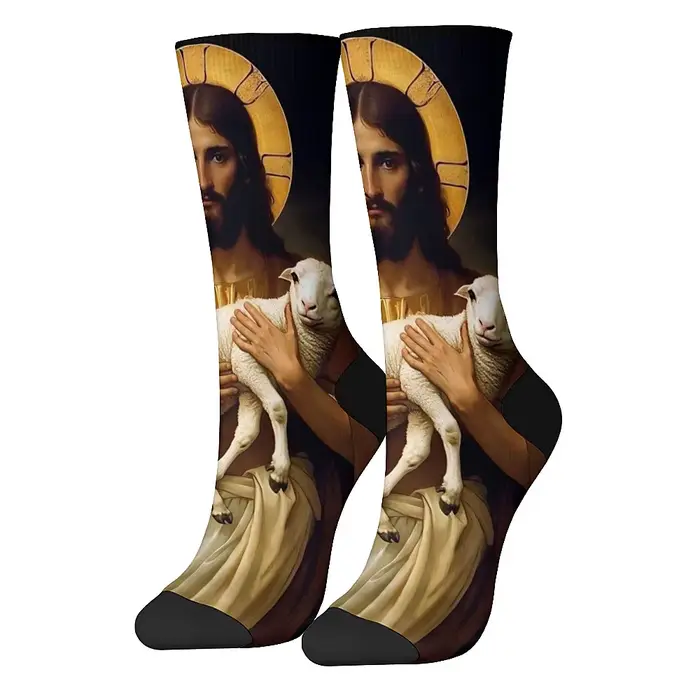 Chaussettes rétro pour hommes, thème de pâques, jésus, douces et respirantes, pour équipe heureuse,