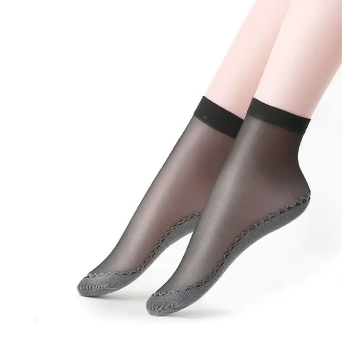 5 paires/lot femmes printemps été chaussettes souples chaussettes en soie fine antidérapant bas épis